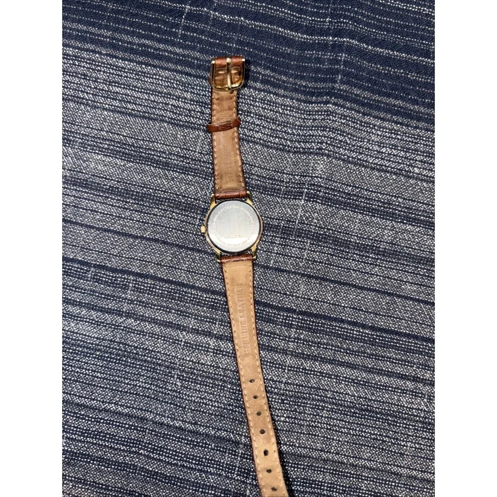 Citizen Ladies Vintage Gold Plated Wrist Watch Silver Dial Genuine Leather Brown